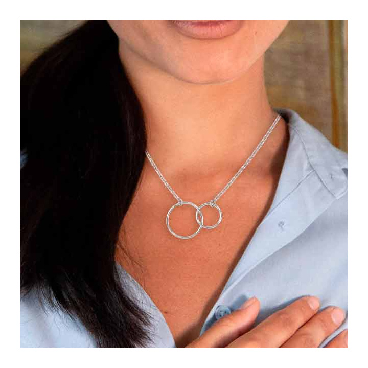 Collier ag925 2 cercles entrelacés