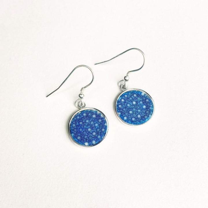 Boucles d&#039;oreilles Galuchat bleu