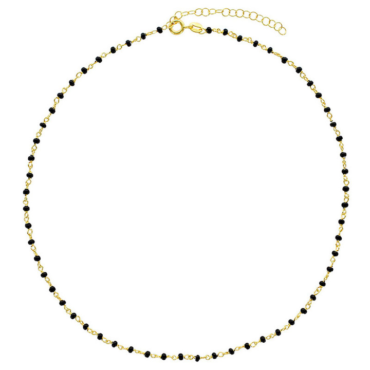 Collier doré Perles noires