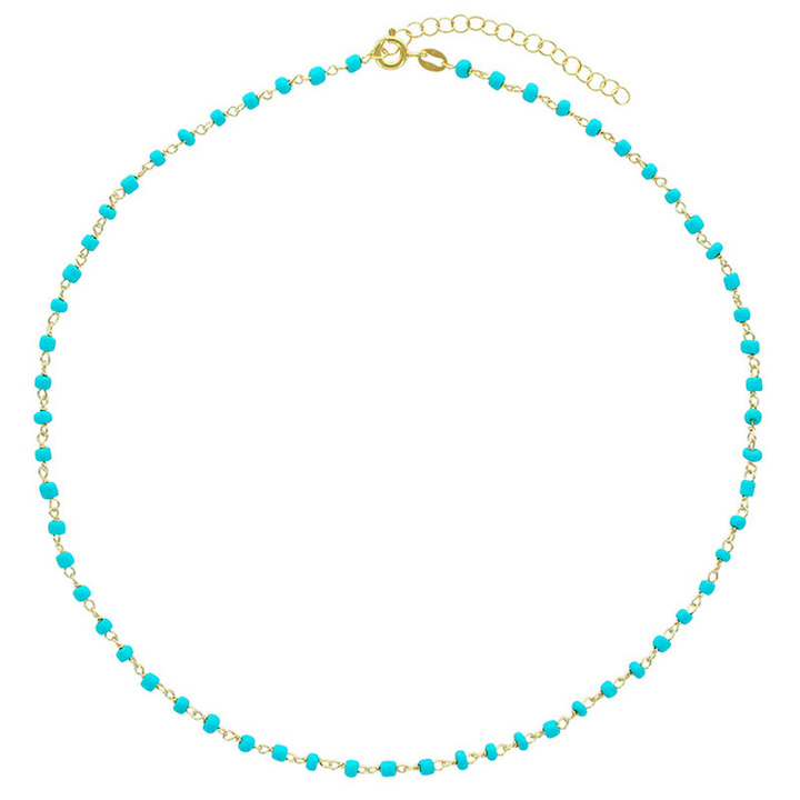 Collier doré Perles turquoises