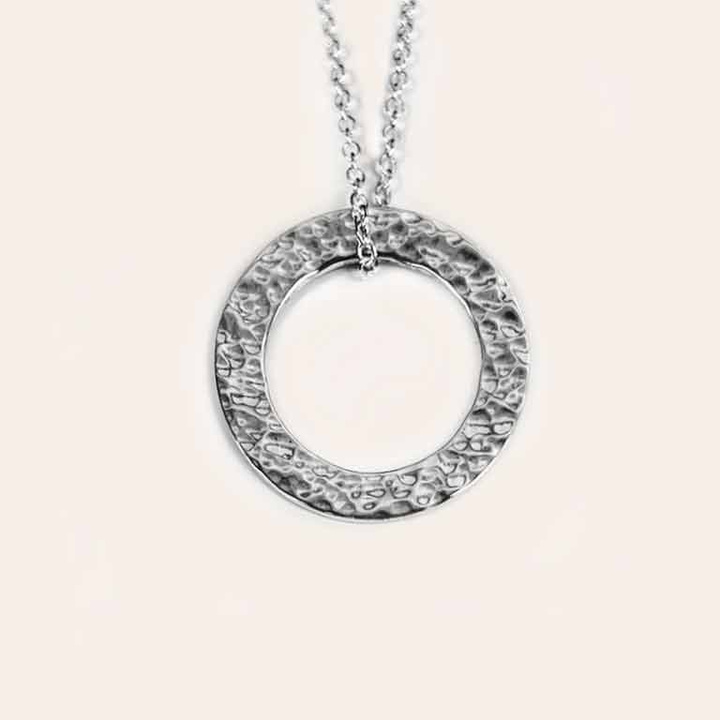 Hammered Flat Ring Necklace