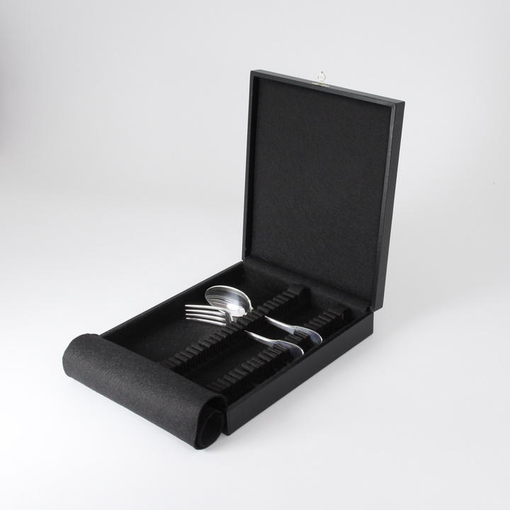 24-Piece Flatware Storage Case for dessert (black)