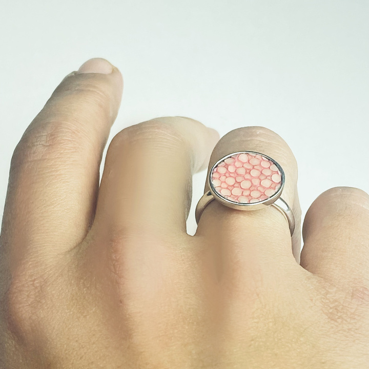 Bague Galuchat rose