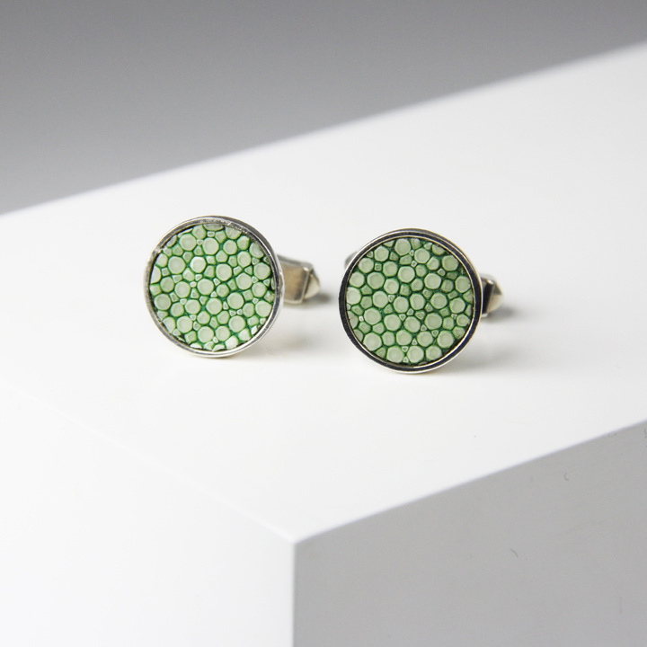 Boutons de manchette Verts argent 925