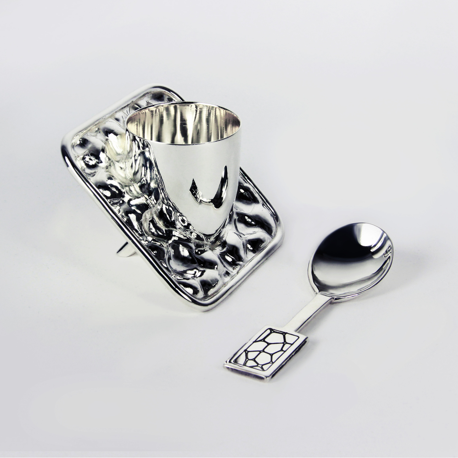 COQUETIER ET SA CUILLERE en argent de style Art Déco. Poinço - Lot 146