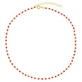 Collier doré perles rouges